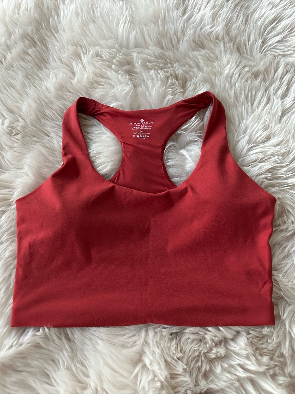 ANTONIO MELANI Terracotta/Red Racerback Padded Sports Bralette